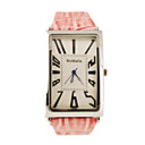 Fashionable PU Leather Band White-collar Rectangular Fashion Lady