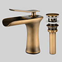 Faucet Set - Waterfall Classic Antique Bronze Deck Mounted Single Handle One HoleBath Taps