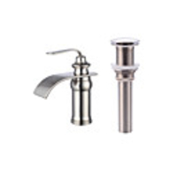 Faucet Set - Waterfall Nickel Brushed Centerset Single Handle One HoleBath Taps