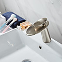 Faucet Set - Waterfall Nickel Brushed Centerset Single Handle One HoleBath Taps