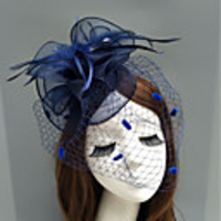Feather / Net Fascinators / Hats / Headpiece with Feather / Floral / Flower 1pc Wedding / Special Occasion Headpiece