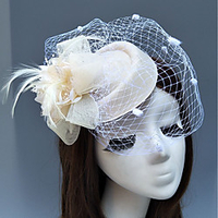 Feather / Net Fascinators / Hats / Headwear with Feather / Floral 1pc Wedding / Special Occasion / Horse Race Headpiece miniinthebox