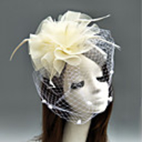 Feather / Net Kentucky Derby Hat / Fascinators / Hats with Feather / Floral / Flower 1pc Wedding / Special Occasion Headpiece