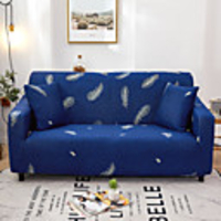 Feather Print 1-Piece Sofa Cover Couch Cover Furniture Protector Soft Stretch Slipcover Spandex Jacquard Fabric Super Fit for 1~4 Cushion Couch and L Shape Sofa, Easy to Install(1 Free Cushion Cover)