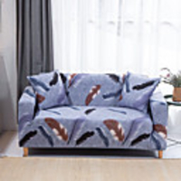 Feather Print Sofa Cover Couch Cover Furniture Protector Soft Stretch Sofa Slipcover Spandex Jacquard Fabric Super Fit for 1~4 Cushion Couch and L Shape Sofa, Easy to Install