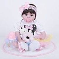 FeelWind 20 inch Reborn Doll Girl Doll Baby Girl lifelike Handmade Cute Kids / Teen Non-toxic Cloth 3/4 Silicone Limbs and Cotton Filled Body with Clothes and Accessories for Girls