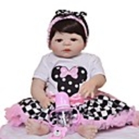 FeelWind 22 inch Reborn Doll Baby Girl Reborn Baby Doll Cute Kids / Teen Lovely Full Body Silicone with Clothes and Accessories for Girls