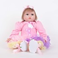 FeelWind 22 inch Reborn Doll Girl Doll Baby Girl Reborn Baby Doll lifelike Handmade Cute Child Safe Kids / Teen Cloth 3/4 Silicone Limbs and Cotton Filled Body with Clothes and Accessories for Girls