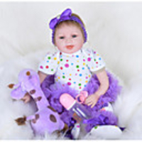 FeelWind 22 inch Reborn Doll Girl Doll Baby Girl Reborn Baby Doll lifelike Handmade Cute Kids / Teen Non-toxic Cloth 3/4 Silicone Limbs and Cotton Filled Body with Clothes and Accessories for Girls