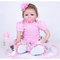 FeelWind 22 inch Reborn Doll Girl Doll Plush Doll Baby Girl Reborn Baby Doll lifelike Handmade Cute Kids / Teen Non-toxic Cloth 3/4 Silicone Limbs and Cotton Filled Body with Clothes and Accessories
