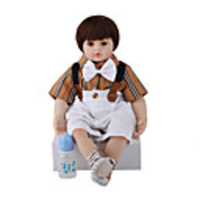 FeelWind 24 inch Reborn Doll Baby Toddler Toy Reborn Toddler Doll Baby Boy Gift Cute Lovely Parent-Child Interaction Tipped and Sealed Nails 3/4 Silicone Limbs and Cotton Filled Body LV079 with
