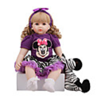 FeelWind 24 inch Reborn Doll Baby Toddler Toy Reborn Toddler Doll Baby Girl Gift Cute Lovely Parent-Child Interaction Tipped and Sealed Nails 3/4 Silicone Limbs and Cotton Filled Body LV0102 with