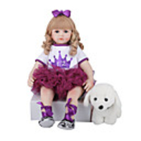 FeelWind 24 inch Reborn Doll Baby Toddler Toy Reborn Toddler Doll Baby Girl Gift Cute Lovely Parent-Child Interaction Tipped and Sealed Nails 3/4 Silicone Limbs and Cotton Filled Body LV0110 with