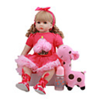 FeelWind 24 inch Reborn Doll Baby Toddler Toy Reborn Toddler Doll Baby Girl Gift Cute Lovely Parent-Child Interaction Tipped and Sealed Nails 3/4 Silicone Limbs and Cotton Filled Body LV087 with