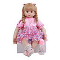 FeelWind 24 inch Reborn Doll Baby Toddler Toy Reborn Toddler Doll Baby Girl Gift Cute Lovely Parent-Child Interaction Tipped and Sealed Nails 3/4 Silicone Limbs and Cotton Filled Body LV090 with