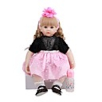 FeelWind 24 inch Reborn Doll Baby Toddler Toy Reborn Toddler Doll Baby Girl Gift Cute Lovely Parent-Child Interaction Tipped and Sealed Nails 3/4 Silicone Limbs and Cotton Filled Body LV095 with