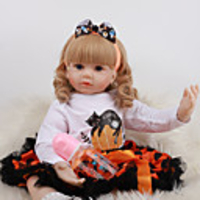 FeelWind 24 inch Reborn Doll Baby Toddler Toy Reborn Toddler Doll Baby Girl Gift Cute Lovely Parent-Child Interaction Tipped and Sealed Nails 3/4 Silicone Limbs and Cotton Filled Body LV098 with