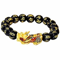 feng shui amulet bracelet,  green black obsidian alloy wealth golden pixiu bracelet lucky jewelry gift for men women miniinthebox