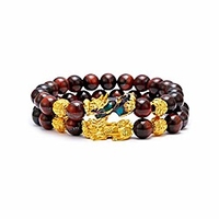 feng shui good luck bracelets- natural tiger eye stone healing energy pixiu dragon charm beaded bracelet attach wealth money jewelry