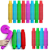 Fidget Pop Tube Toys for Kids and Adults 16 Pack,  Pipe Sensory Tools for Stress and Anxiety Relief,  Cool Bendable Multi-Color Stimming Toys -- 12 MINI Pop Tubes 4 XL Pop Tubes miniinthebox
