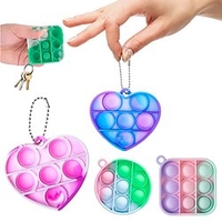 Fidget Sensory Toy Child Mini Push Bubble Toys Figet Simple Dimple Toy Keychain Ring Anti-stress Board Autism Educational Toy 6pcs /12pcs miniinthebox