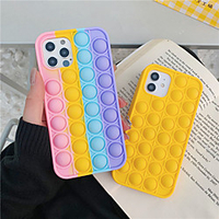 Fidget Toys Push It Bubble Relive Stress Phone Case for Iphone 12 Rainbow Silicone Cover miniinthebox