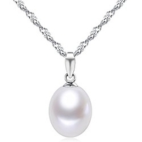 fine jewelry women gifts 925 sterling silver freshwater cultured teardrop white pearl pendant necklace single pearl