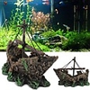 Fish Tank Aquarium Decoration Background Ornament Ship Gray Mini Artificial Resin 13105 cm