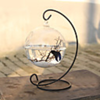 Fish Tank Fish Bowl Ornament Black Glass 1 pc
