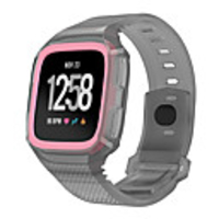 Fitbit Versa Bands Silicone Versa Rugged Wristband with Protective Case Frame Anti-Impact Replacement Bands Quick Release Watch Bands Strap for Fitbit Versa