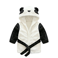 Flannel Bathrobe for Baby,  Cute Panda Modeling Soft Absorbent Home Wear, Children