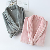 Flannel Bathrobe/Nightgown, Loose Knitted V-neck,  Warm Lovers