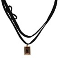 Flannel Chains Rectangular Brown Crystal Necklace