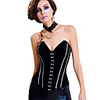 Flapper Girl Overbust Corset Overbust Corset Costume Black Vintage Cosplay Evening Party Club Party / Cocktail Sleeveless