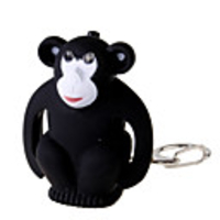 Flashing-Eyes Monkey 2-LED Flashlight Keychain with Sound Effects