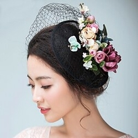 Flax / Satin Fascinators / Hats / Headwear with Floral 1pc Wedding / Special Occasion / Tea Party Headpiece miniinthebox