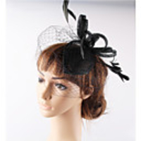Flax Headdress with Feather / Bowknot 1 Piece Wedding Headpiece