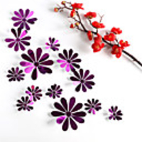 Floral / Botanical Wall Stickers Mirror Wall Stickers Decorative Wall Stickers,  Acrylic Home Decoration Wall Decal Wall Decoration 1pc
