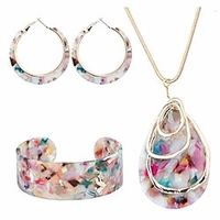 floral acrylic jewelry set for women girls statement boho resin earrings necklace bracelet