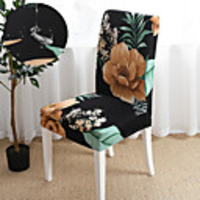 Floral and Leaves Print Super Soft Waterproof Chair Cover Stretch Removable Washable Dining Room Chair Protector Slipcovers Home Decor Dining Room Seat Cover