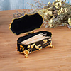 Floral Carved Cotton Swab Box Black and White Silver Plated Zinc Alloy Toothpick Storage for Household