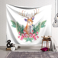 Floral Deer Animal Wall Tapestry Art Decor Blanket Curtain Hanging Home Bedroom Living Room Decoration Polyester miniinthebox