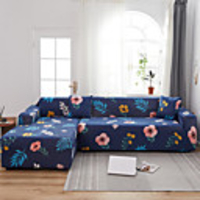 Floral Print 1-Piece Sofa Cover Couch Cover Furniture Protector Soft Stretch Slipcover Spandex Jacquard Fabric Super Fit for 1~4 Cushion Couch and L Shape Sofa, Easy to Install(1 Free Cushion Cover)