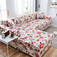 Floral Print 1-Piece Sofa Cover Couch Cover Furniture Protector Soft Stretch Slipcover Spandex Jacquard Fabric Super Fit for 1~4 Cushion Couch and L Shape Sofa, Easy to Install(1 Free Cushion Cover)