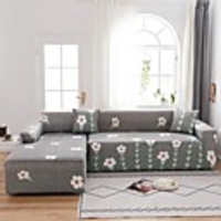 Floral Print 1-Piece Sofa Cover Couch Cover Furniture Protector Soft Stretch Sofa Slipcover Spandex Jacquard Fabric Super Fit for 1~4 Cushion Couch and L Shape Sofa, Easy to Install