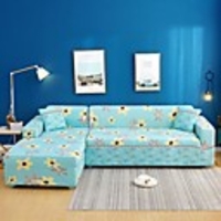 Floral Print 1-Piece Sofa Cover Couch Cover Furniture Protector Soft Stretch Sofa Slipcover Spandex Jacquard Fabric Super Fit for 1~4 Cushion Couch and L Shape Sofa, Easy to Install