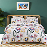 Floral Print Botanical 3 Pieces Bedding Set Duvet Cover Set Modern Comforter Cover-3 Pieces-Ultra Soft Hypoallergenic Microfiber Include 1 Duvet Cover and 1 or2 Pillowcases