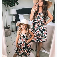 Floral Print Sling Dresses for Mommy and Me miniinthebox