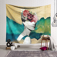Floral Woman Mountain Wall Tapestry Art Decor Blanket Curtain Hanging Home Bedroom Living Room Decoration Polyester miniinthebox