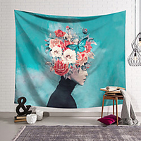 Floral Woman Wall Tapestry Art Decor Blanket Curtain Hanging Home Bedroom Living Room Decoration Polyester miniinthebox